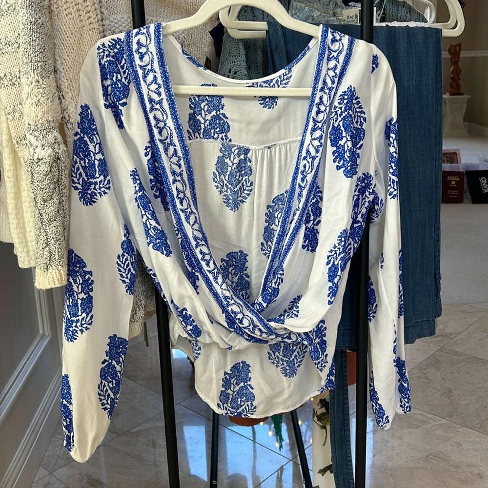 Blue/White Printed Design Shirt